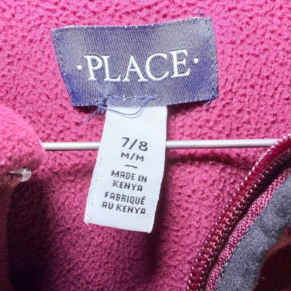 The Children's Place Maroon Fleece Quarter Zip Pullover‎ Sweater Kids Size 7/8 M